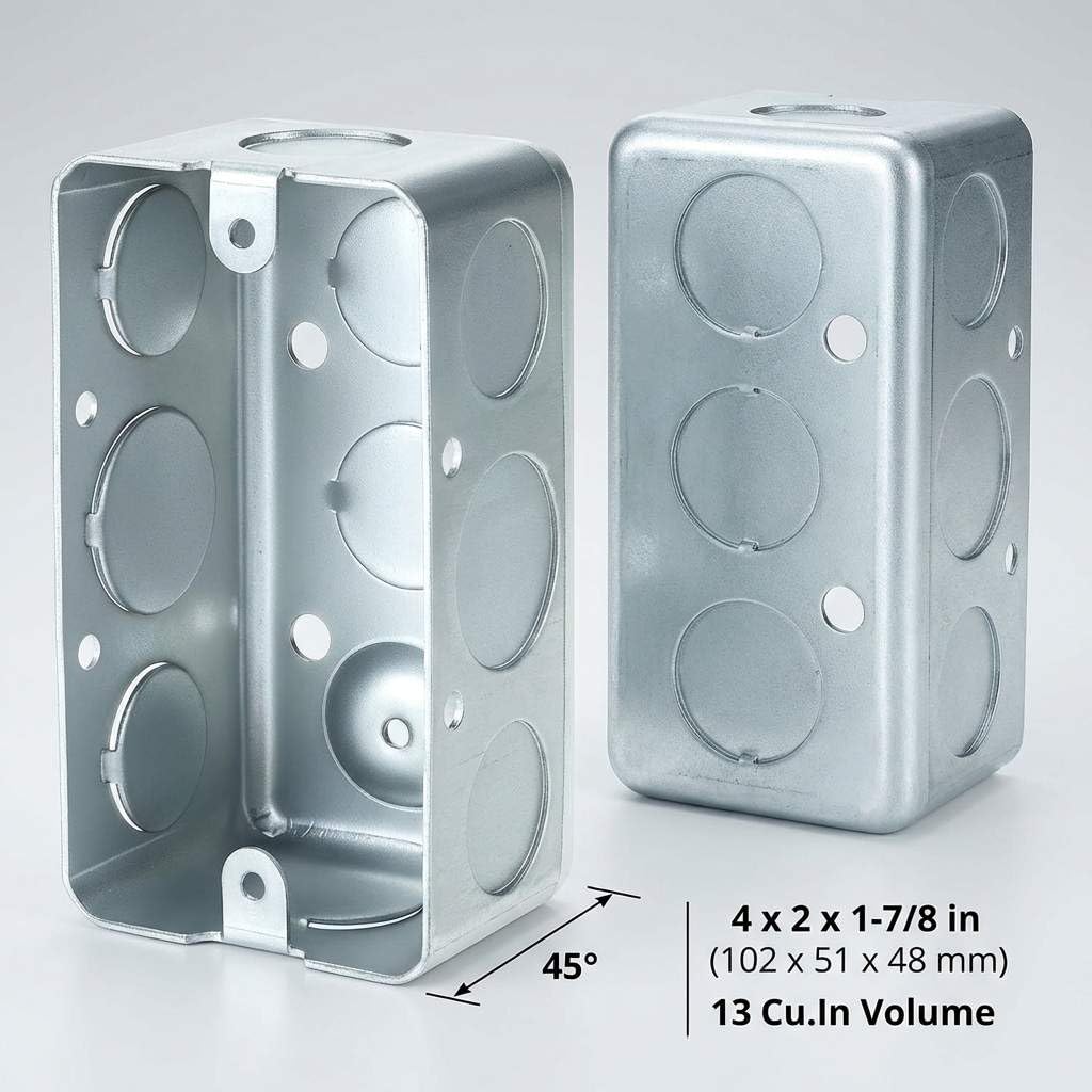 QWORK Electrical Box 12-Pack — 4x2 in, 13 cu in, Galvanized Steel