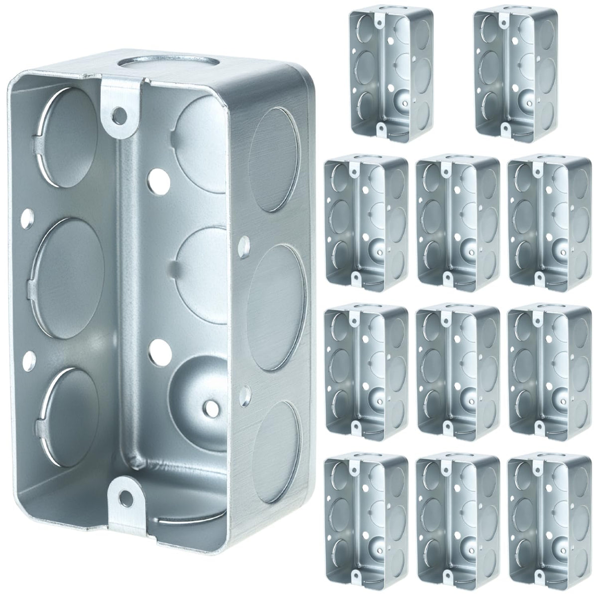QWORK Electrical Box 12-Pack — 4x2 in, 13 cu in, Galvanized Steel