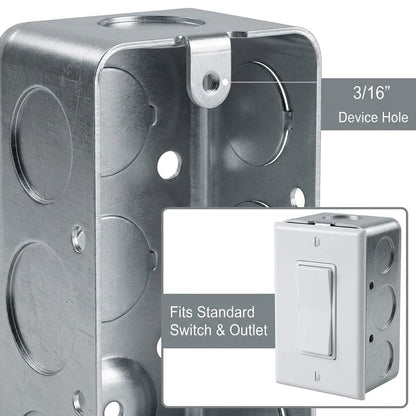 QWORK Electrical Box 12-Pack — 4x2 in, 13 cu in, Galvanized Steel