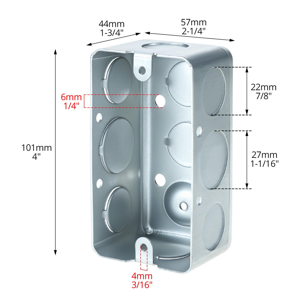 QWORK Electrical Box 12-Pack — 4x2 in, 13 cu in, Galvanized Steel