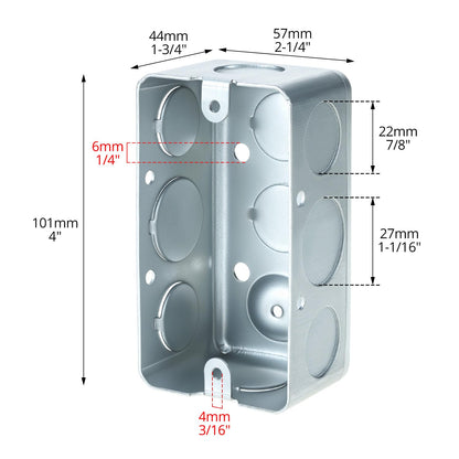 QWORK Electrical Box 12-Pack — 4x2 in, 13 cu in, Galvanized Steel