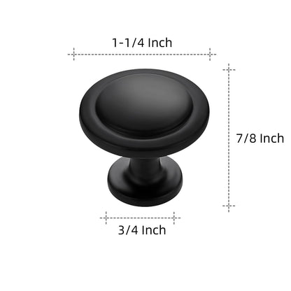 Ravinte 20 Pack 1-1/4in Matte Black Cabinet Knobs | Zinc Door Pulls