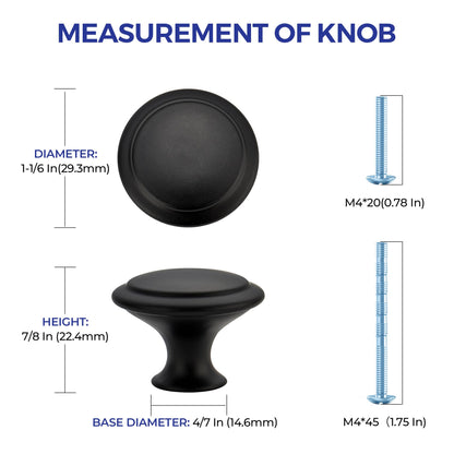 Ravinte 40 Pack Matte Black Kitchen Cabinet Knobs - 1-1/4 Inch Round Drawer Pulls