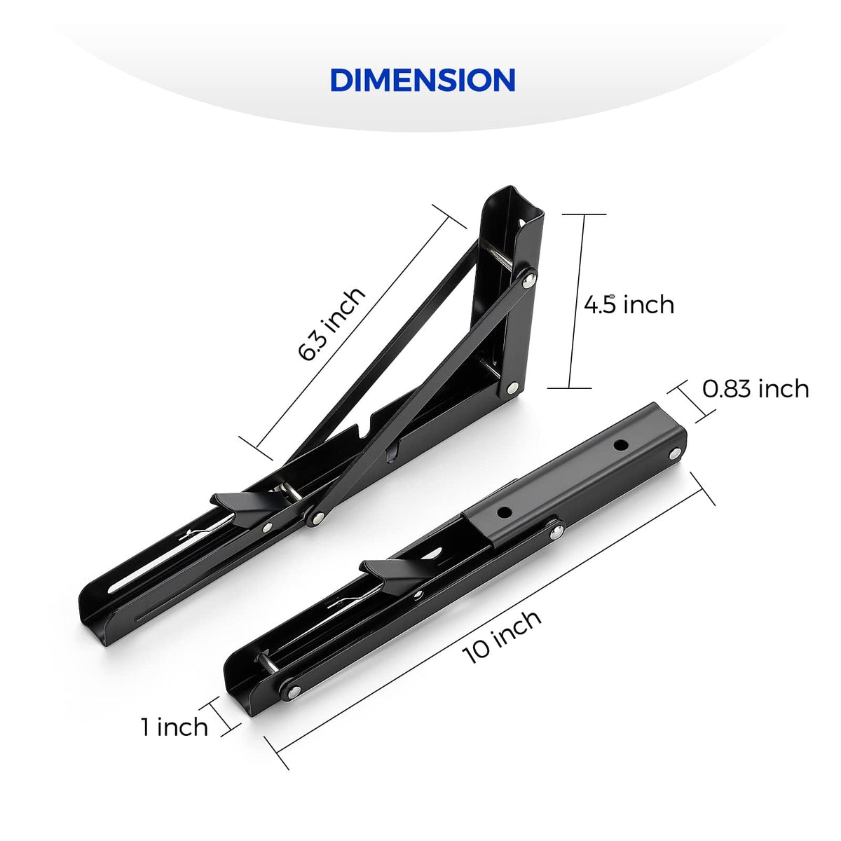Ravinte 4-Pack 10-Inch Folding Shelf Brackets – Matte Black, Heavy-Duty Collapsible for Tables & Benches
