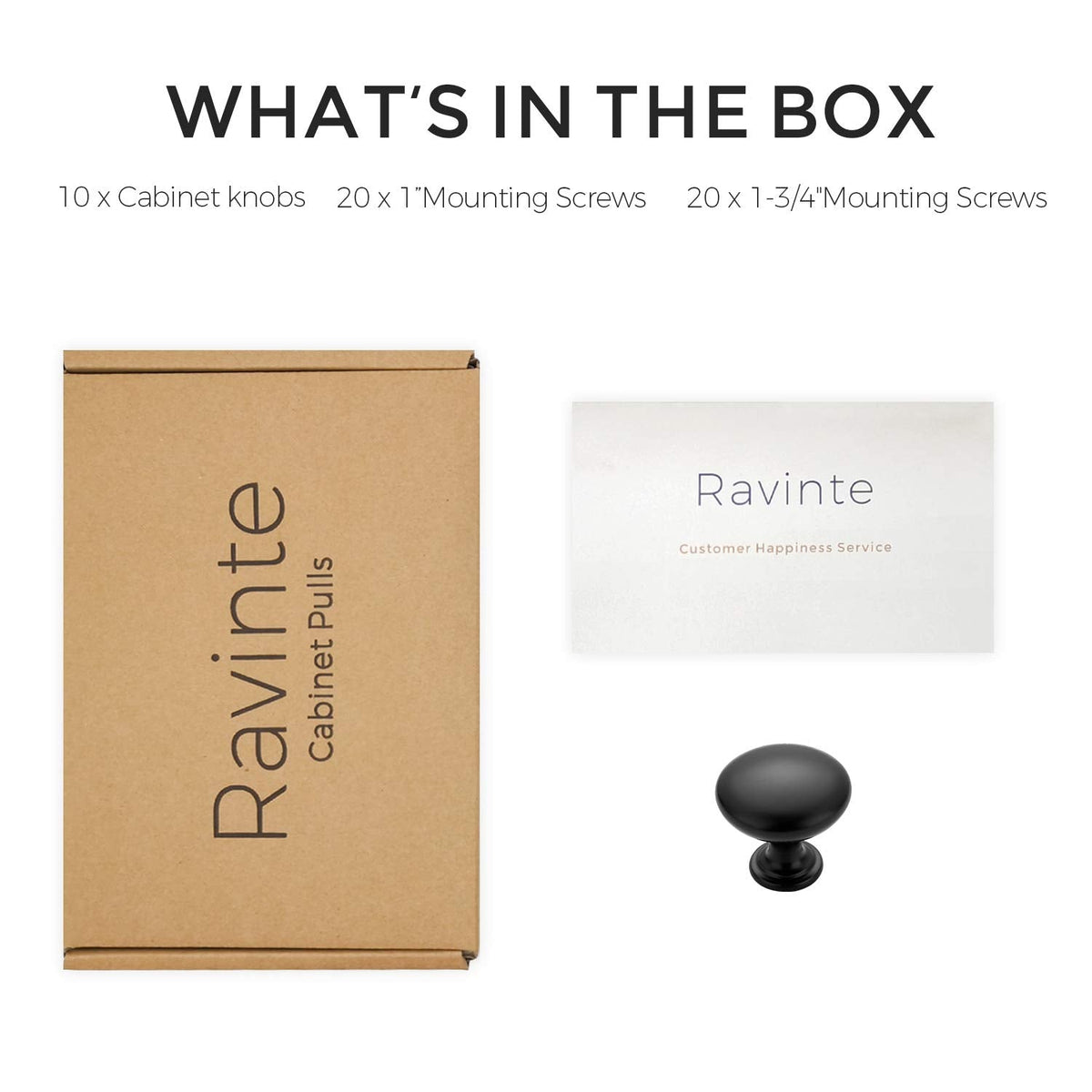 Ravinte 10 Pack Matte Black Zinc Cabinet Knobs & Pulls – Euro Style Hardware for Kitchen & Dresser