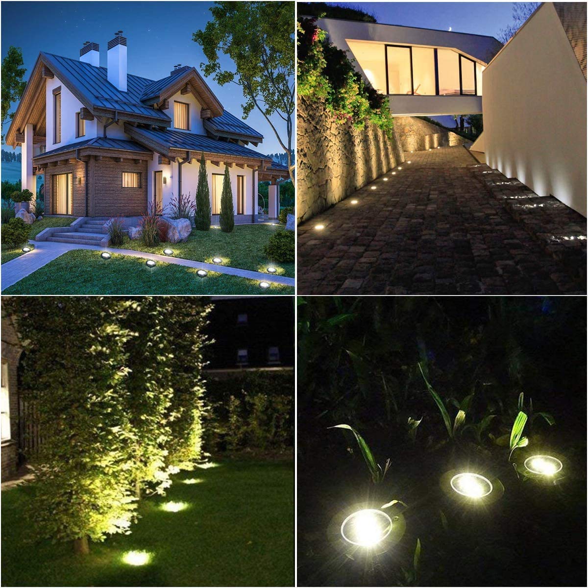Rayolon 4.6-Inch Solar Ground Lights | 8-Pack Waterproof Pathway & Garden Lighting (Warm Light)