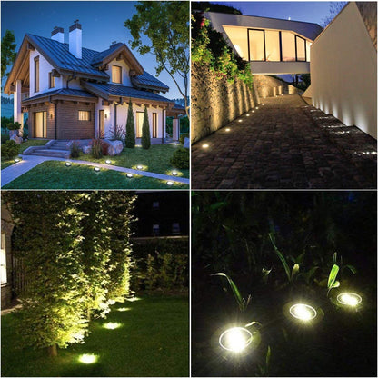 Rayolon 4.6-Inch Solar Ground Lights | 8-Pack Waterproof Pathway & Garden Lighting (Warm Light)