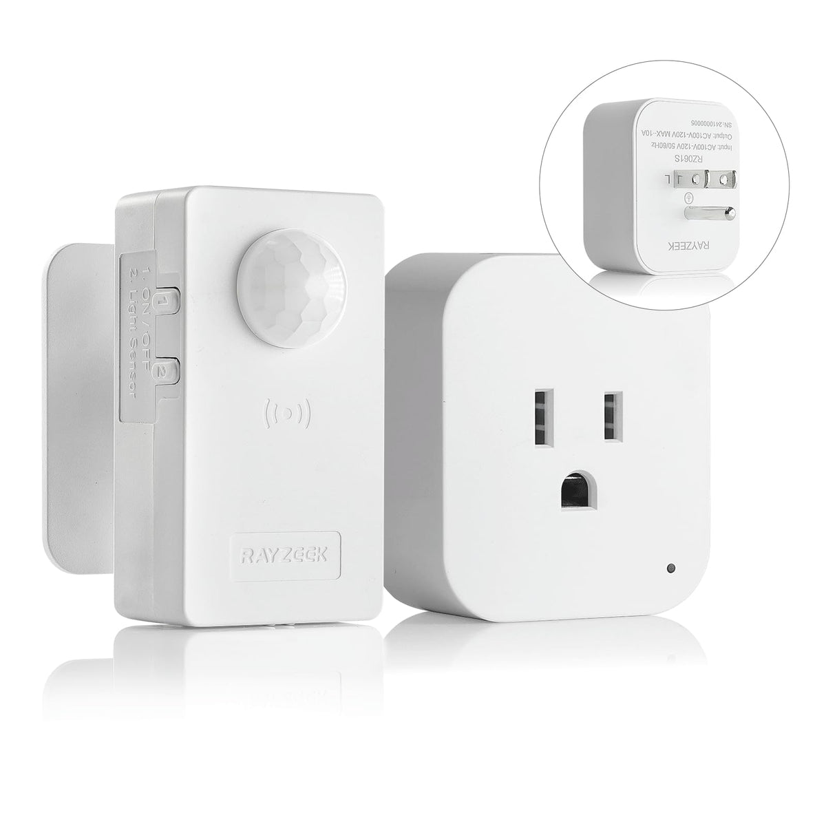 RAYZEEK Wireless Motion Sensor Plug Kit – Auto On/Off, 10A/1100W, No-WiFi Required