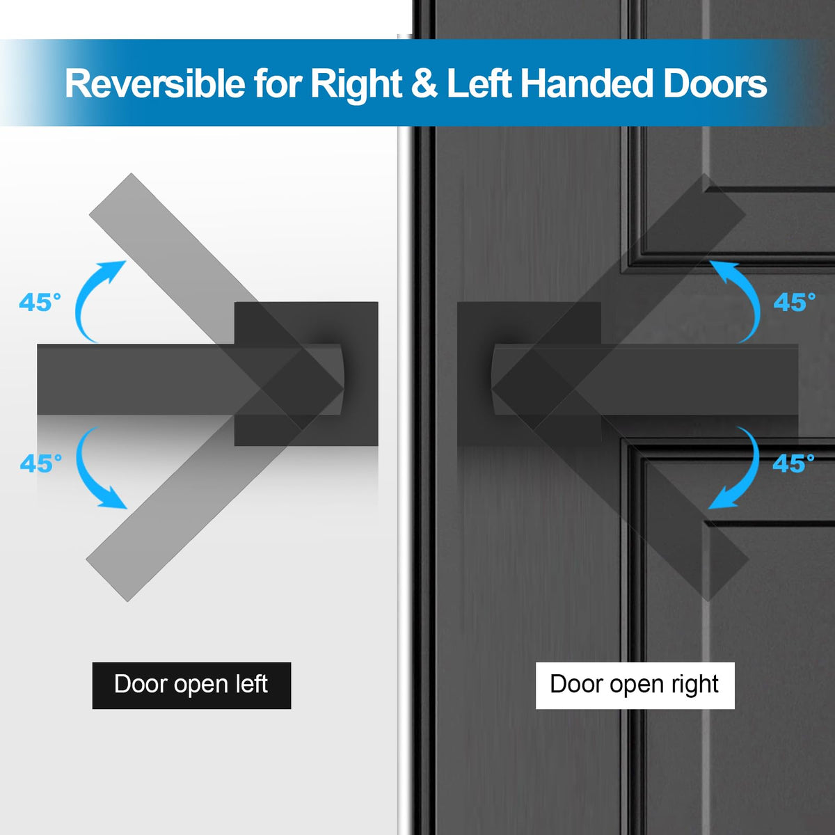 RAZCC Passage Door Lever – 10-Pack Matte Black Interior Door Handles, Reversible, Non-Locking