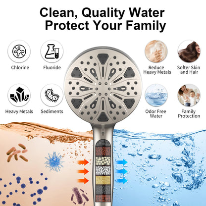 Razime Rain Shower Head with Magnetic Dock – 12-Inch Rain + 9-Setting Handheld Shower (Nickel)