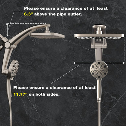Razime Rain Shower Head with Magnetic Dock – 12-Inch Rain + 9-Setting Handheld Shower (Nickel)