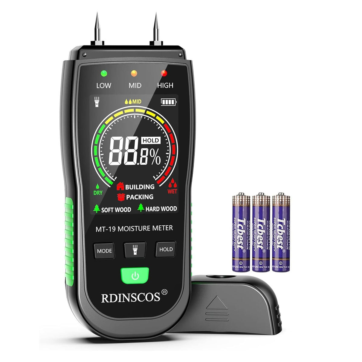 RDINSCOS Digital Moisture Meter – Pin-Type Wood & Drywall Moisture Tester