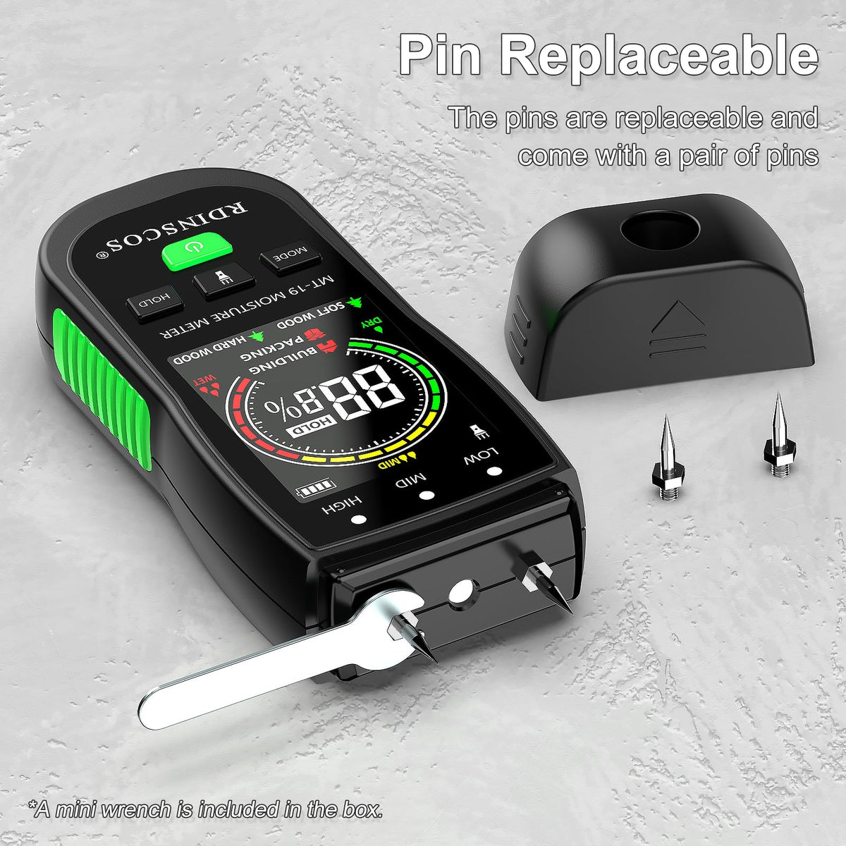 RDINSCOS Digital Moisture Meter – Pin-Type Wood & Drywall Moisture Tester