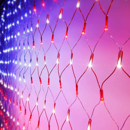 Realization American Flag LED String Lights – 420 Bright Waterproof Net Light for Outdoor Decor