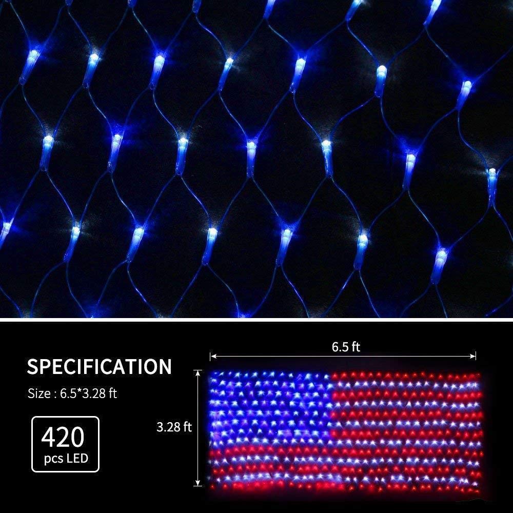 Realization American Flag LED String Lights – 420 Bright Waterproof Net Light for Outdoor Decor