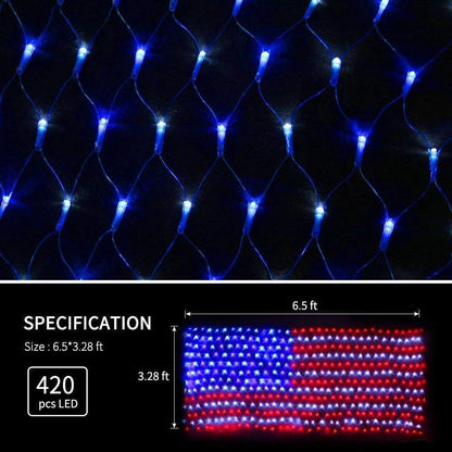 Realization American Flag LED String Lights – 420 Bright Waterproof Net Light for Outdoor Decor