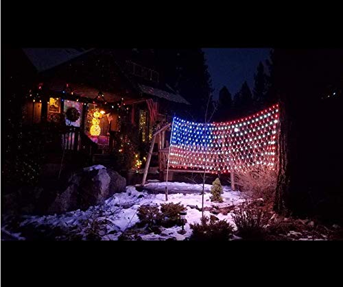 Realization American Flag LED String Lights – 420 Bright Waterproof Net Light for Outdoor Decor