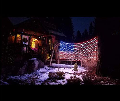 Realization American Flag LED String Lights – 420 Bright Waterproof Net Light for Outdoor Decor