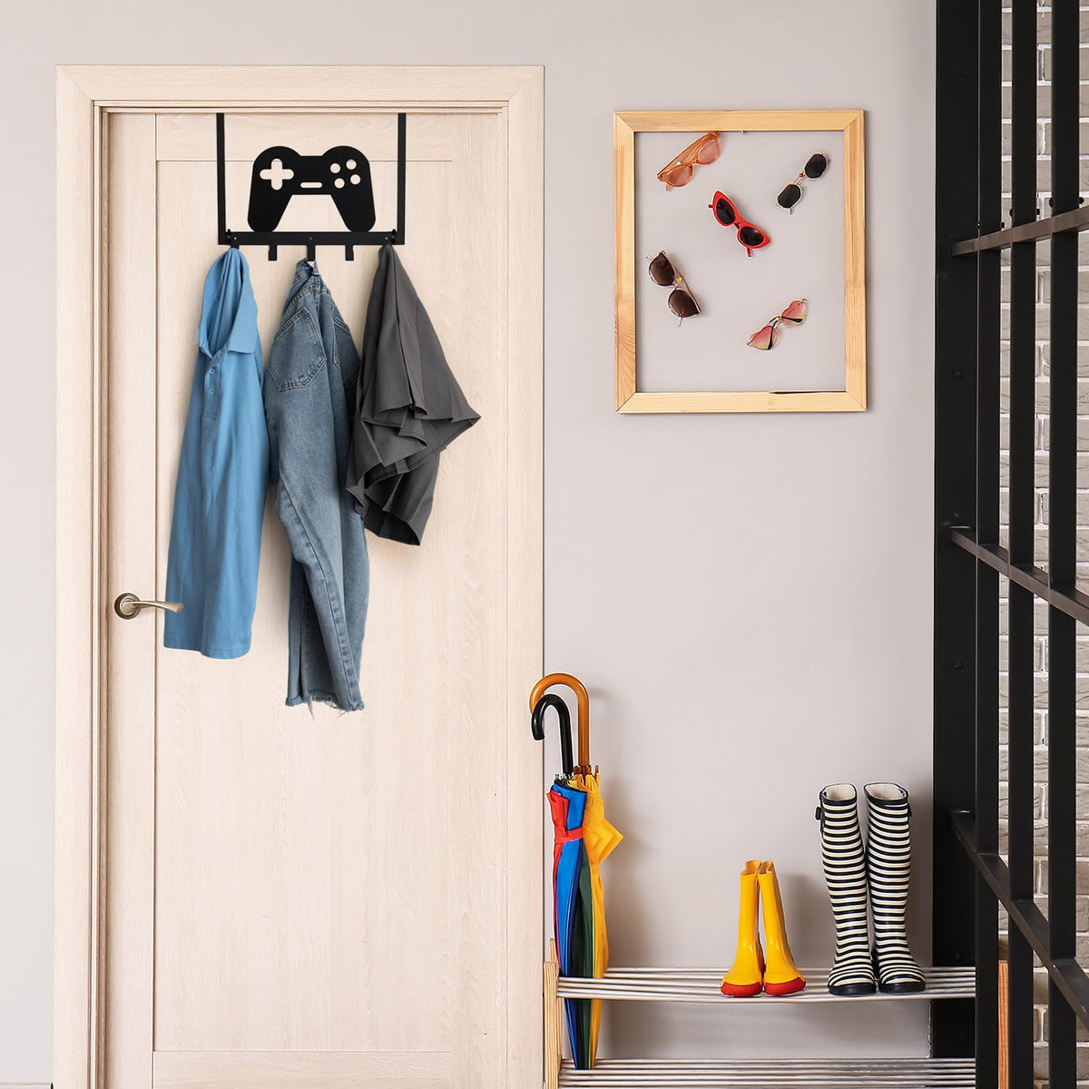 Reallnaive Game Over Door Hooks – Gamer-Inspired Wall Mount with 5 Hooks