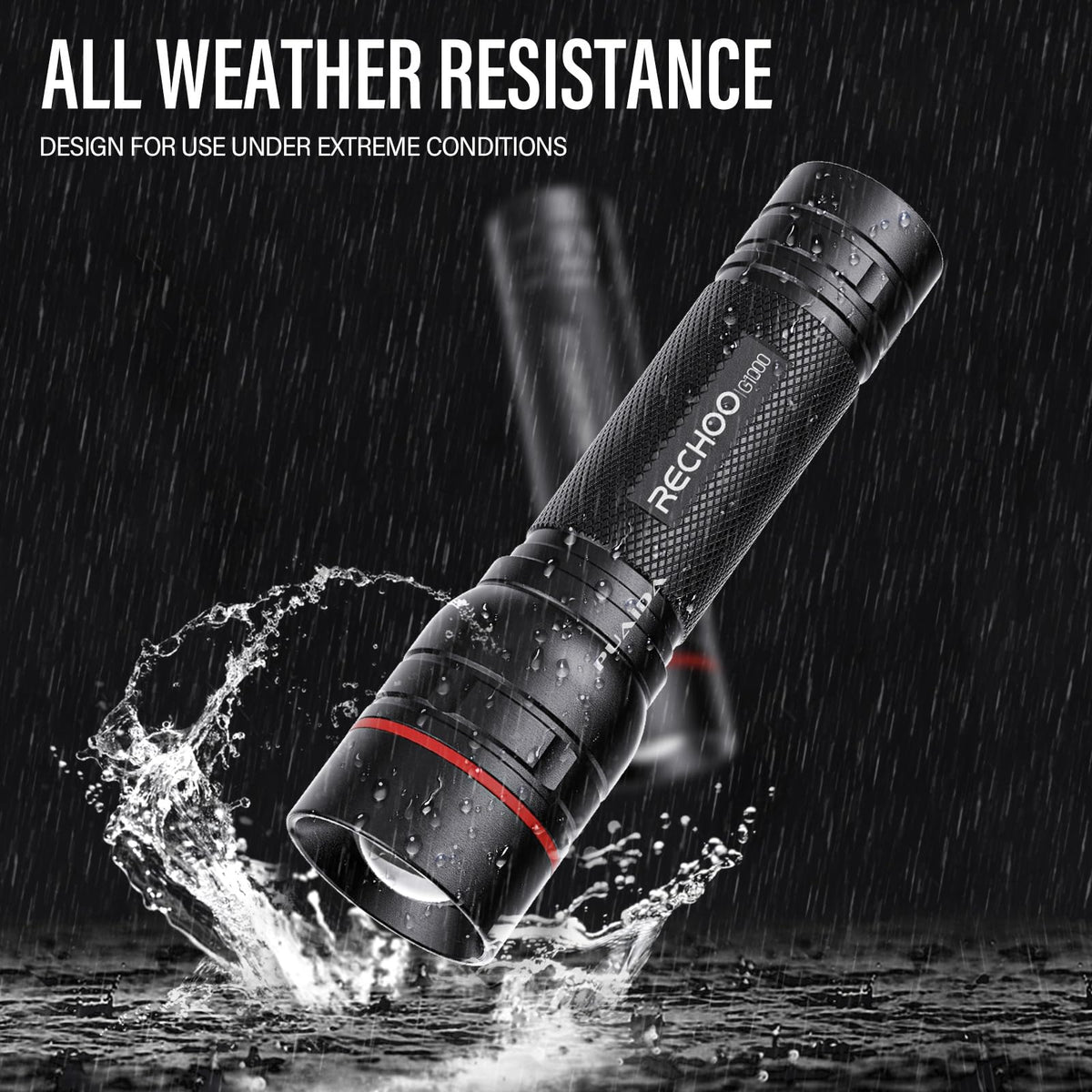 RECHOO G1000 Rechargeable Flashlights — 2 Pack High Lumen LED Tactical Lights with 3 Modes