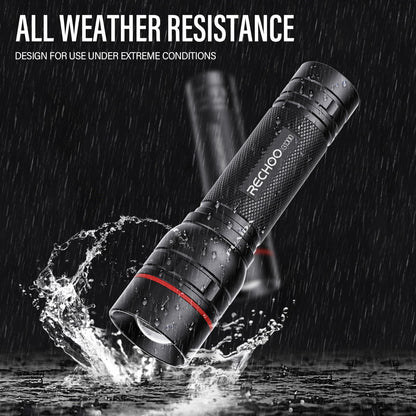 RECHOO G1000 Rechargeable Flashlights — 2 Pack High Lumen LED Tactical Lights with 3 Modes