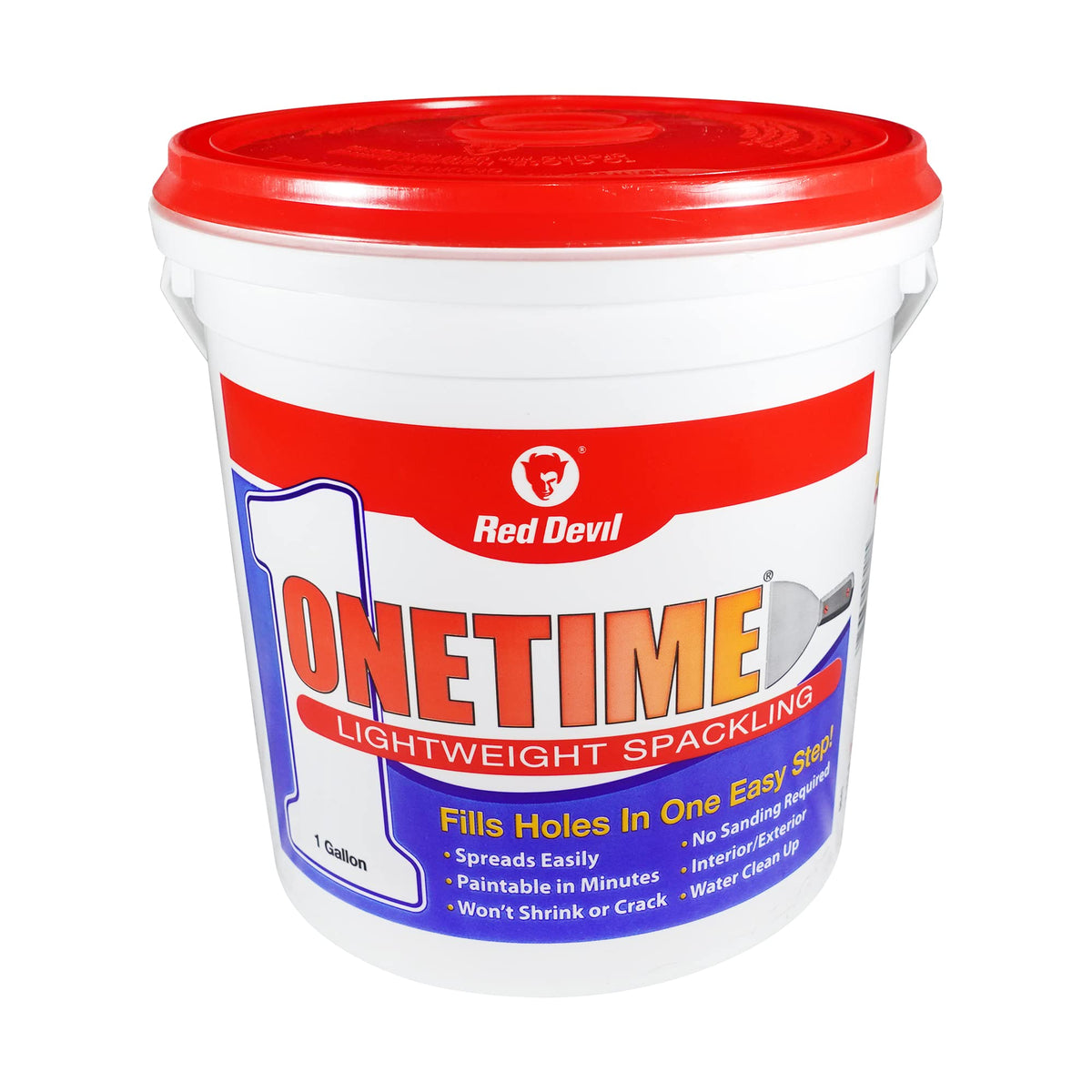 Red Devil ONETIME Lightweight Spackling – 1 Gallon, White, Made in USA