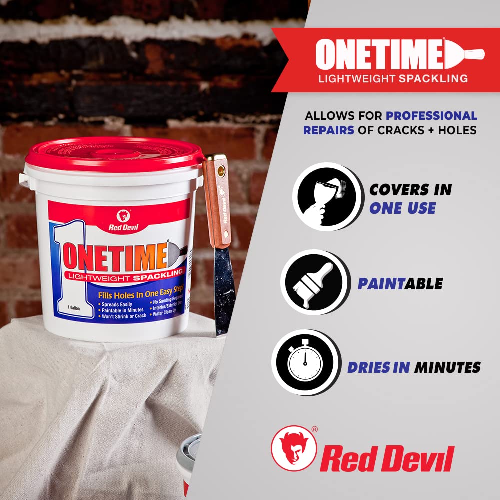 Red Devil ONETIME Lightweight Spackling – 1 Gallon, White, Made in USA