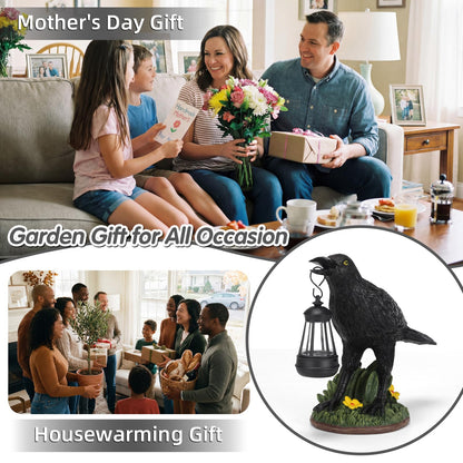 Rempry Solar Garden Crow Statue – Gothic LED Light for Yard & Patio