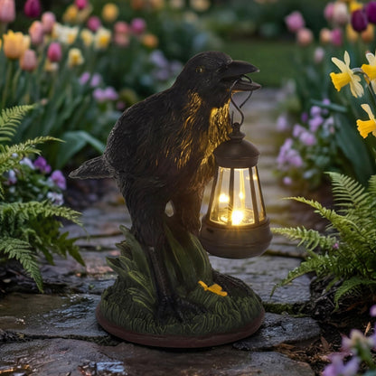 Rempry Solar Garden Crow Statue – Gothic LED Light for Yard & Patio