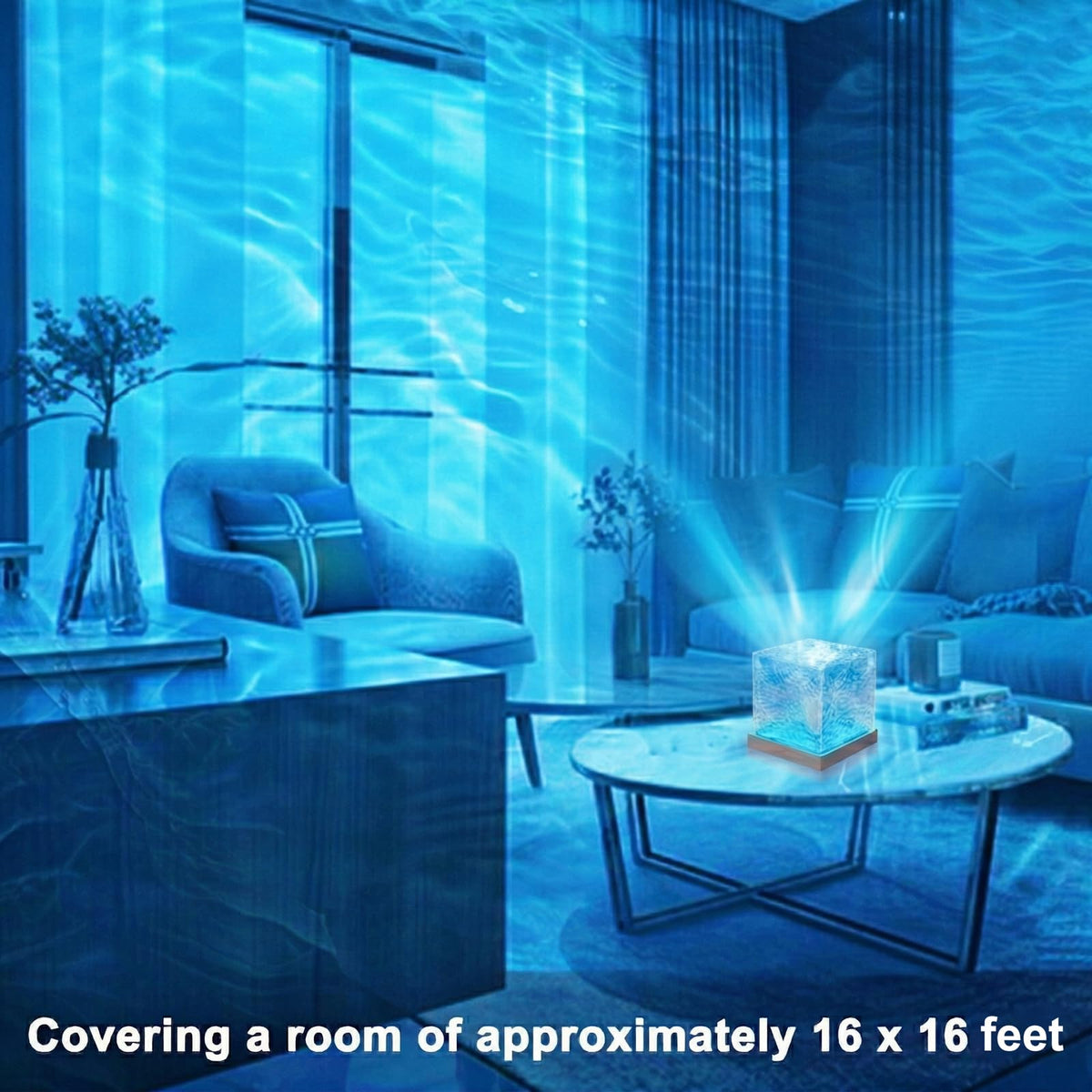 RICHMYC Ocean Wave Projector Light — 16 Colors, 360° Ripple, Remote Control
