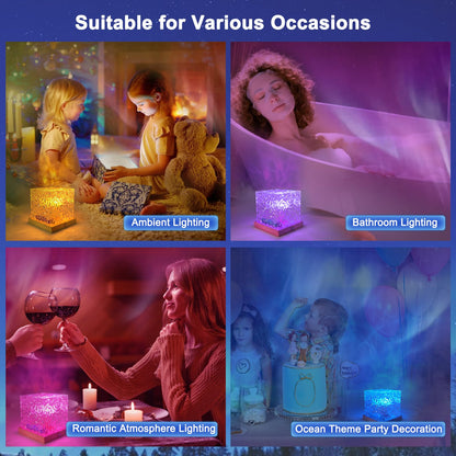 RICHMYC Ocean Wave Projector Light — 16 Colors, 360° Ripple, Remote Control