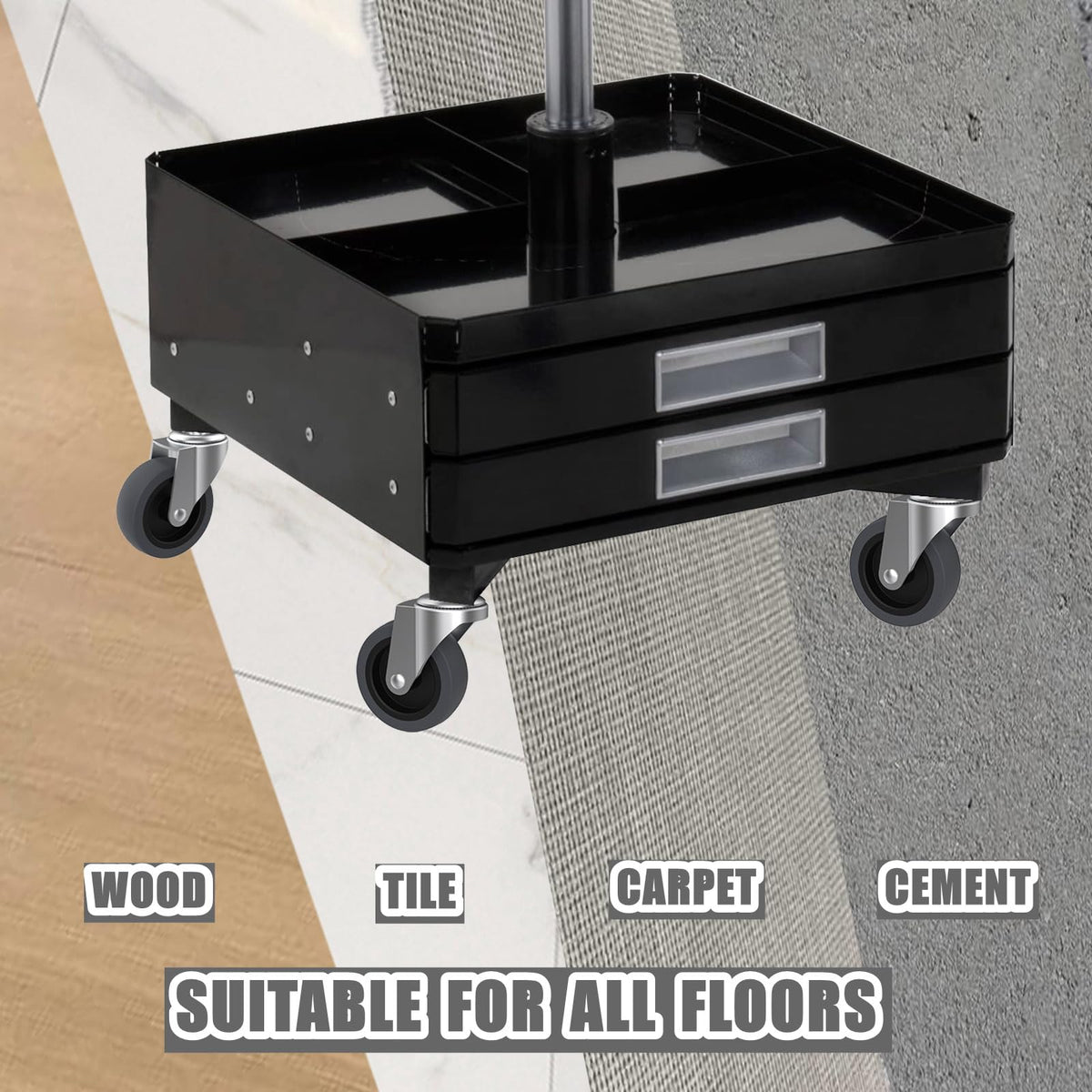 RILIDRI 3-Inch Swivel Stem Casters — 4-Pack, 7/16-Inch Stem, Heavy-Duty TPR Wheels for Rubbermaid Mop Buckets, Carts, Weber Grills