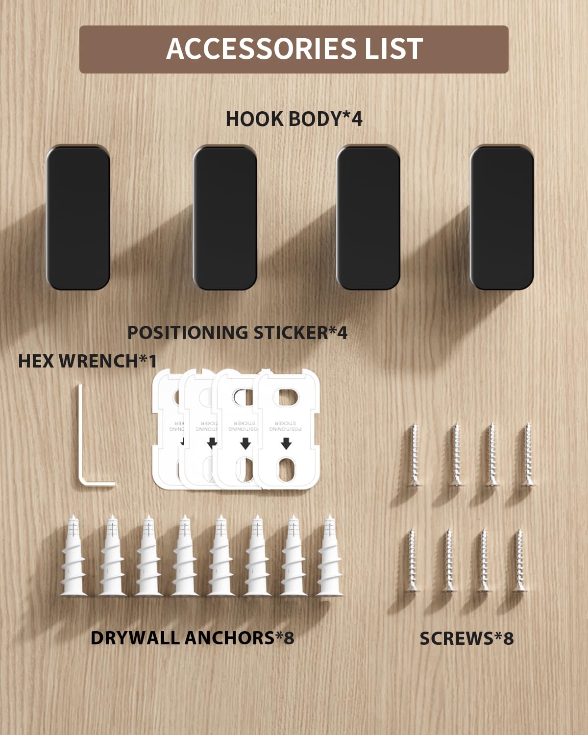 RIVAMBER 4-Pack Matte Black Towel Hook – Heavy-Duty Wall Mount Hooks for Bathroom & More