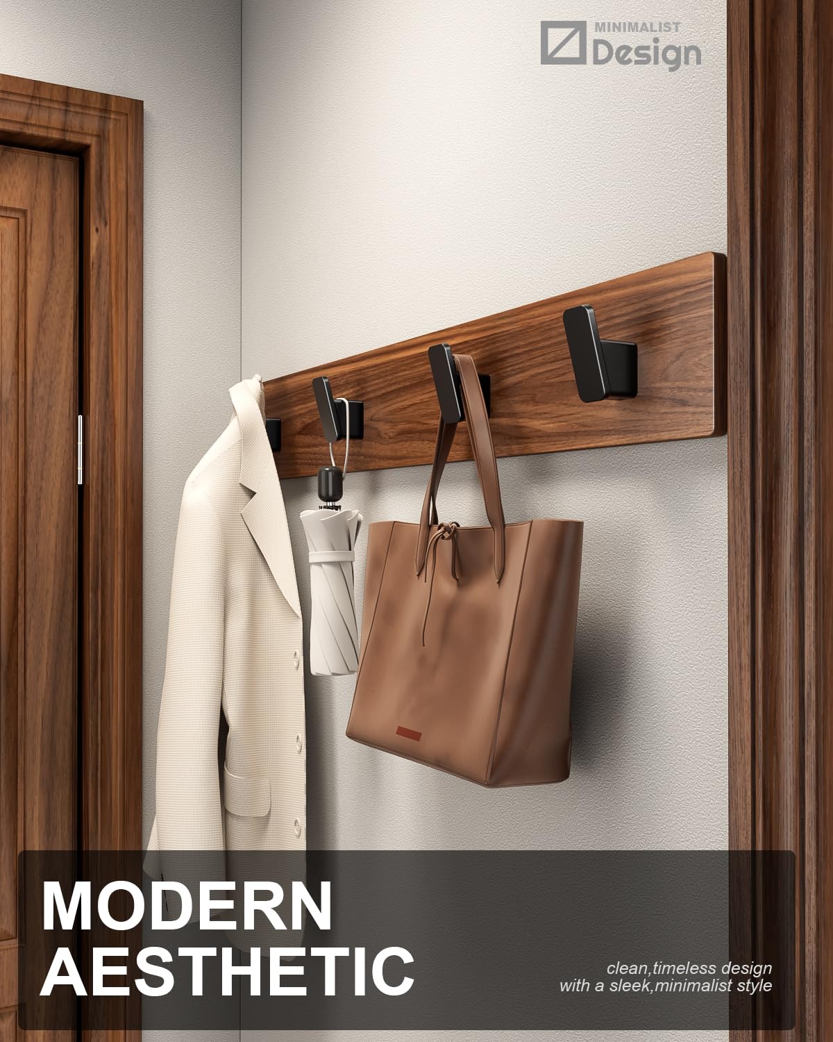 RIVAMBER 4-Pack Matte Black Towel Hook – Heavy-Duty Wall Mount Hooks for Bathroom & More