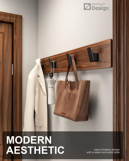 RIVAMBER 4-Pack Matte Black Towel Hook – Heavy-Duty Wall Mount Hooks for Bathroom & More