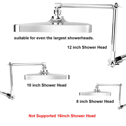 RLKDKJ 16-Inch Solid Brass Shower Arm Extension with Locking Collar — Chrome