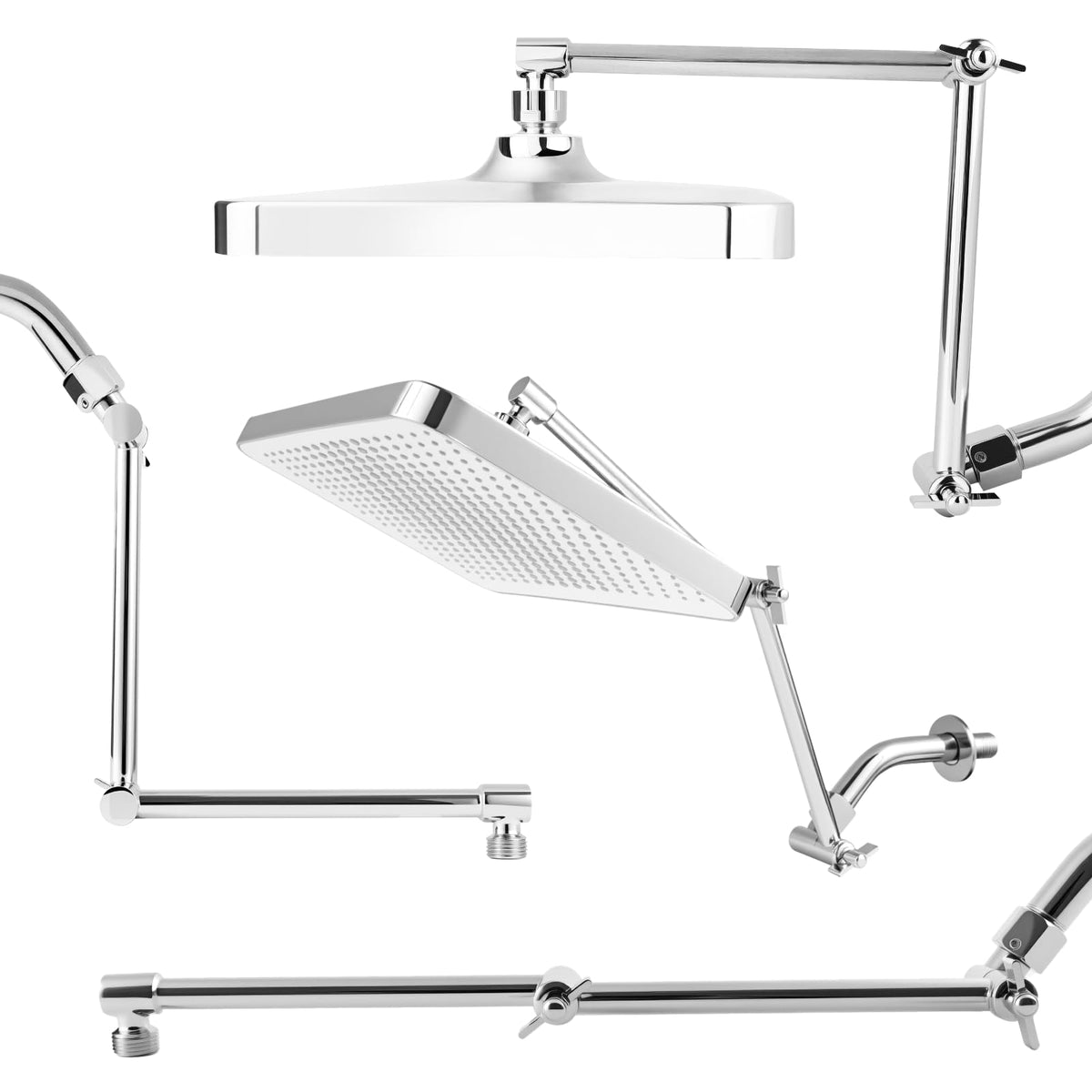 RLKDKJ 16-Inch Solid Brass Shower Arm Extension with Locking Collar — Chrome