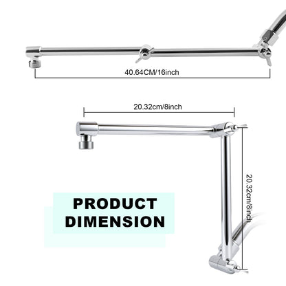 RLKDKJ 16-Inch Solid Brass Shower Arm Extension with Locking Collar — Chrome
