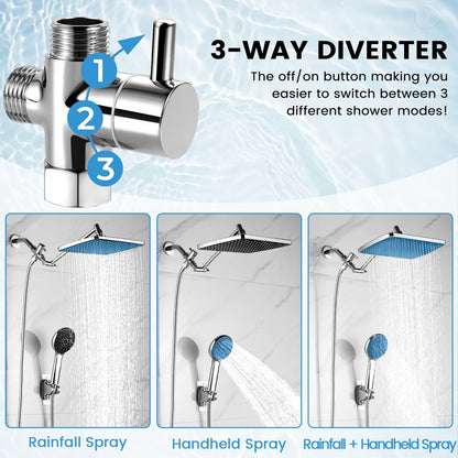 RNDIOZD Rain Shower Head with Handheld — 11-8-inch Wide, High-Pressure, 5 Modes