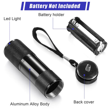 ROCEEI 10-Piece UV Blacklight Flashlights | Portable Purple Light for Pet Stains & Inspections