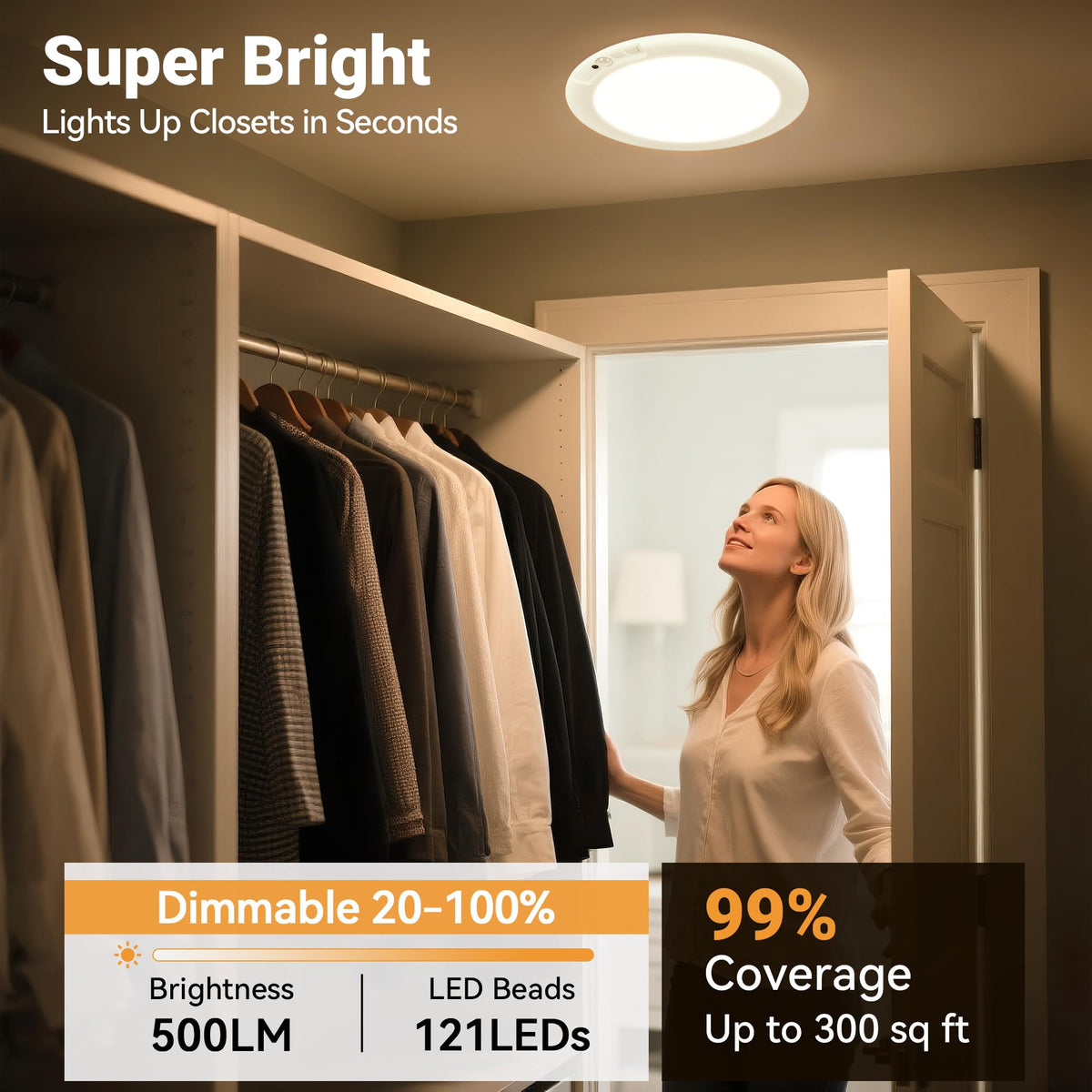 Rodalims Rechargeable Ceiling Light (No Wiring) – Battery LED with Remote