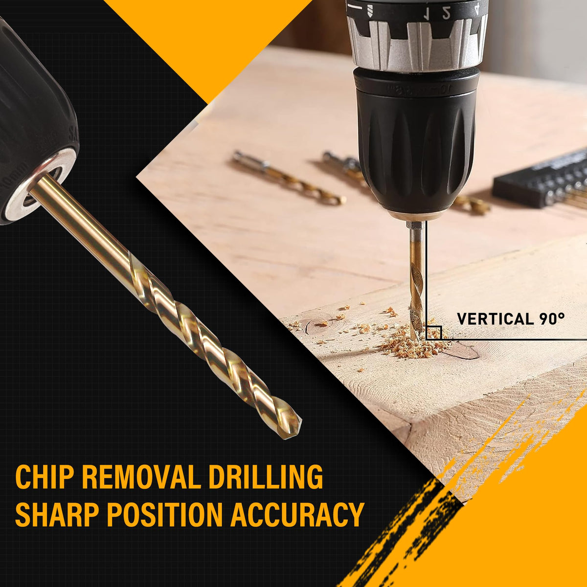 ROGAPER 30 PCS Titanium Impact Drill Bit Set – Hex Shank, Quick Change, 5/64-in to 1/2-in, HSS Titanium