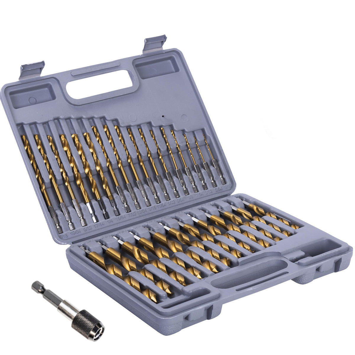 ROGAPER 30 PCS Titanium Impact Drill Bit Set – Hex Shank, Quick Change, 5/64-in to 1/2-in, HSS Titanium