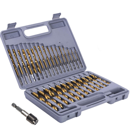 ROGAPER 30 PCS Titanium Impact Drill Bit Set – Hex Shank, Quick Change, 5/64-in to 1/2-in, HSS Titanium