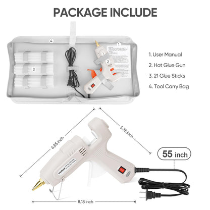ROMECH Full Size Hot Glue Gun 60W/100W Dual Power – 21 Sticks + Storage Case