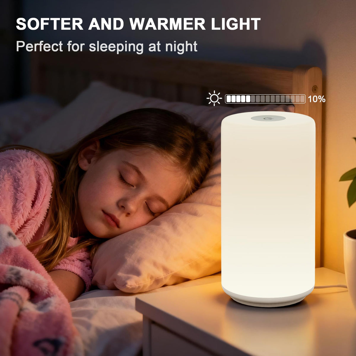 ROOTRO Touch Bedside Lamp – RGB Cycle, 3-Level Dimming, Warm White LED Nightstand