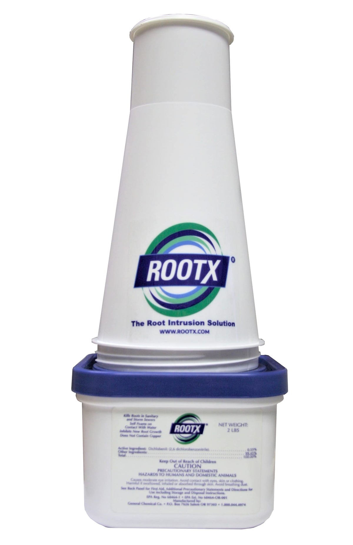 ROOTX 2 lb Jar with Funnel/Applicator – Foaming Root Control for Sewer Lines & Septic Systems