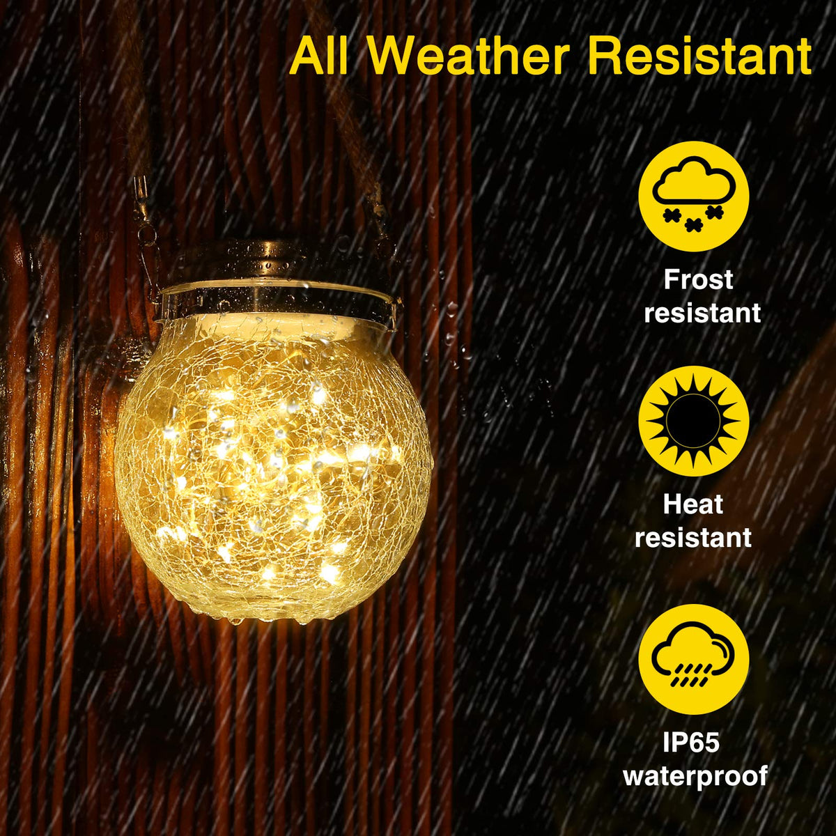 ROSHWEY Solar Lanterns 2-Pack | Outdoor LED Lanterns, IP65 Waterproof, Warm Light