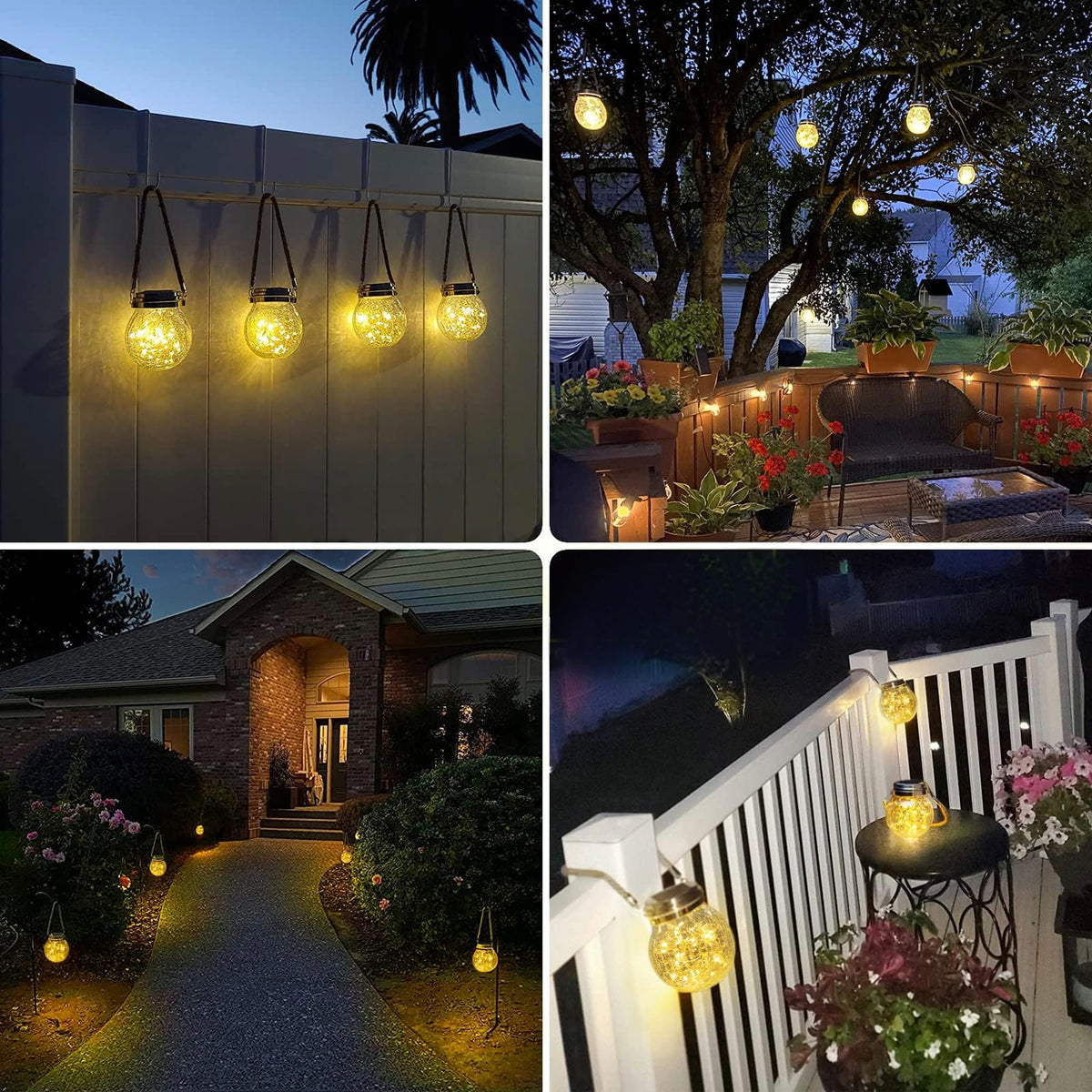 ROSHWEY Solar Lanterns 2-Pack | Outdoor LED Lanterns, IP65 Waterproof, Warm Light