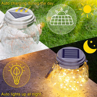 ROSHWEY Solar Lanterns 2-Pack | Outdoor LED Lanterns, IP65 Waterproof, Warm Light